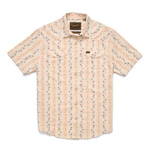 Howler Brothers Free Range Fleece Pullover Men's in Hibiscus Ribbons Riverbed Oxford